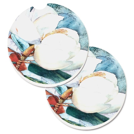 Carolines Treasures Flower Magnolia Set of 2 Cup Holder Car Coaster 8001CARC